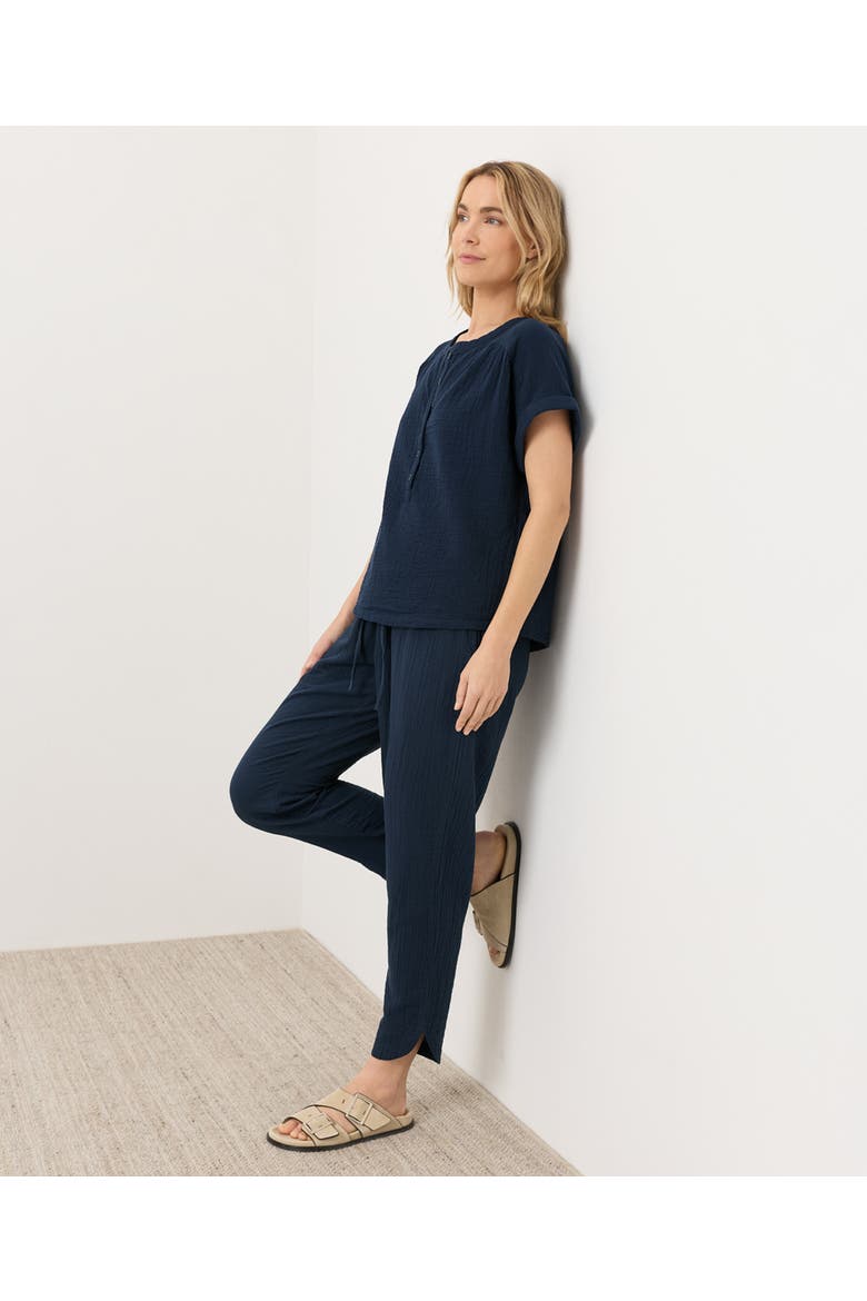 Organic Cotton Coastal Double Gauze Tapered Pull-On Pant, Alternate, color, Navy Blue