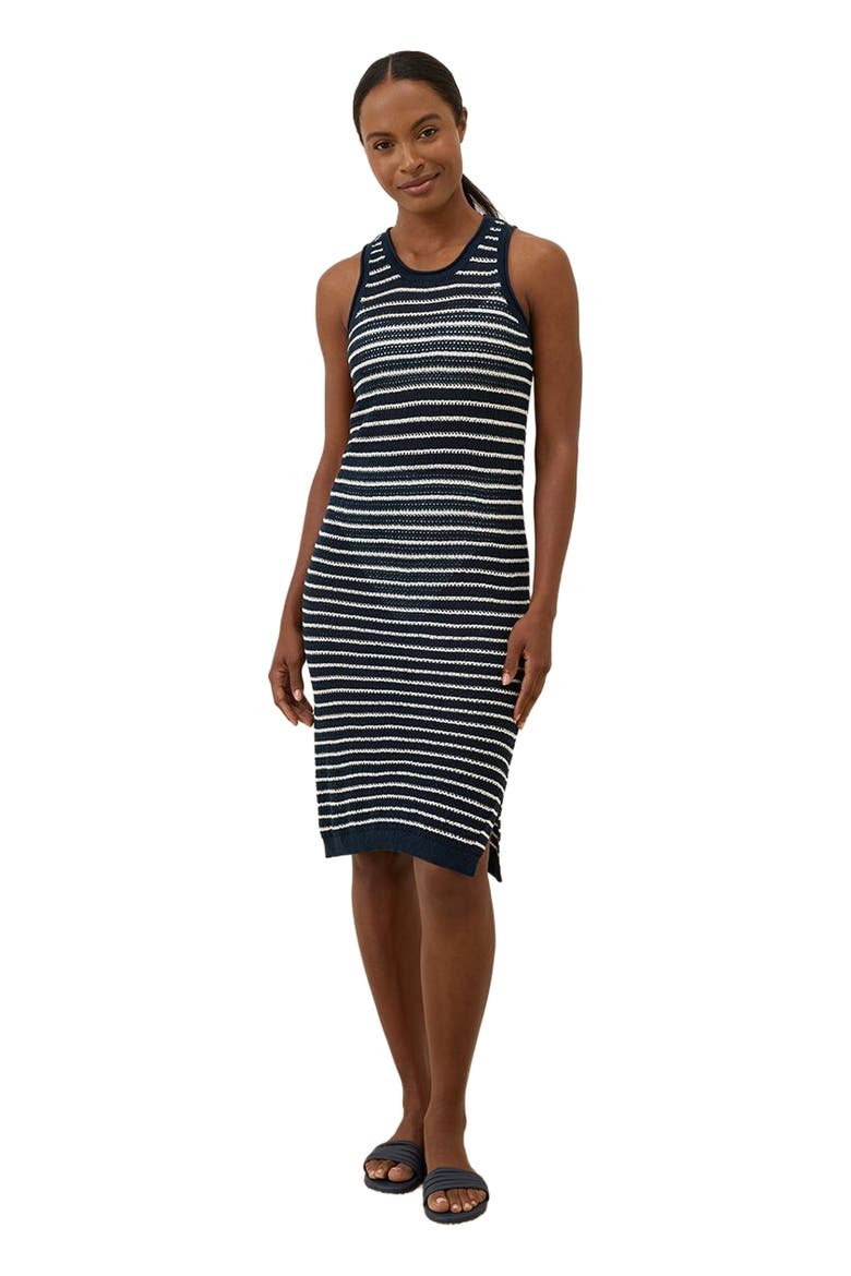 Beachside Linen Crochet Cover-Up Made with Organic Cotton, Main, color, Capri Stripe