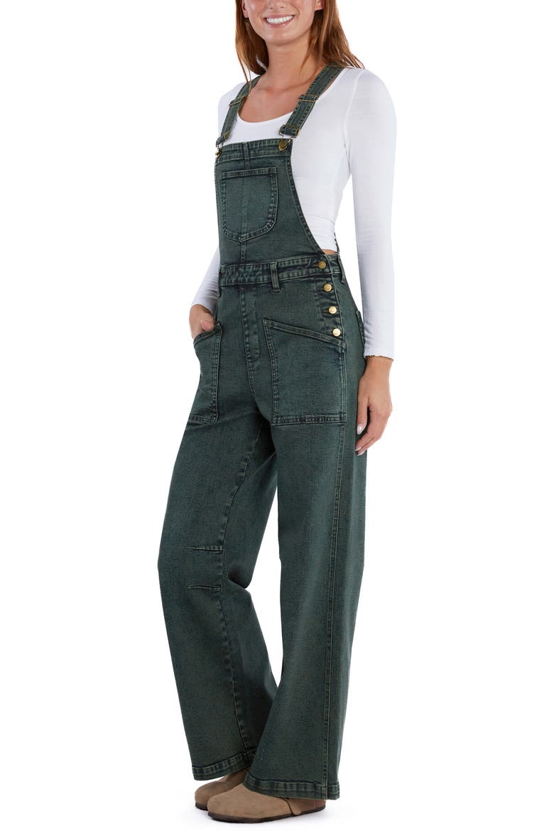 Harriet Denim Overalls, Alternate, color, HERB GREEN