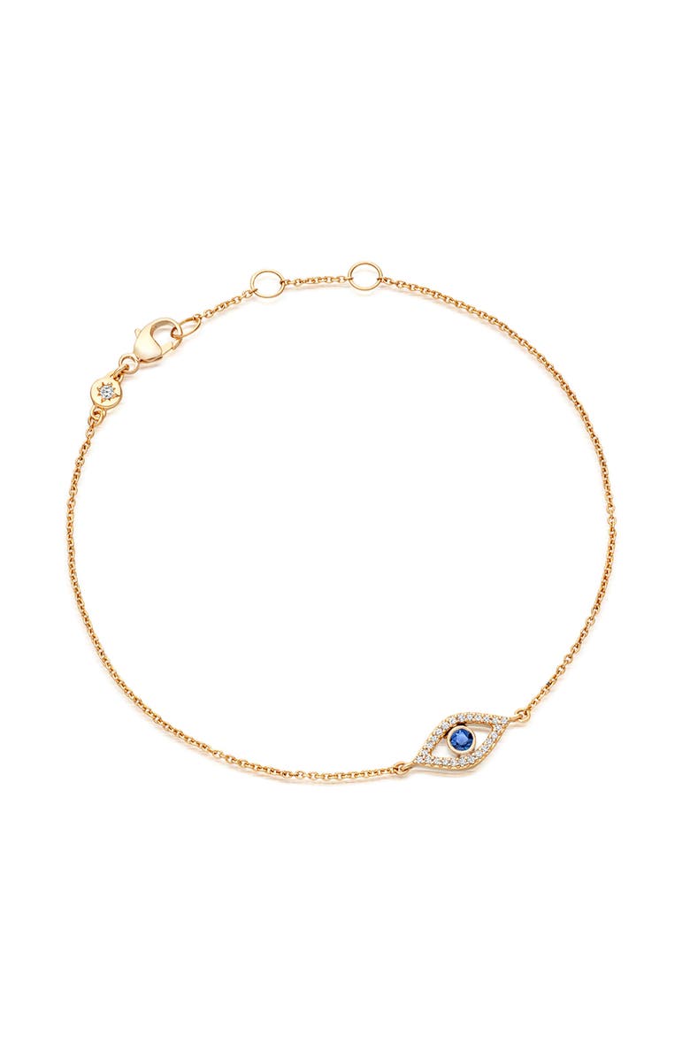 Astley Clarke Solid Gold Sapphire Evil Eye Lab Grown Diamond Bracelet, Main, color, Evil Eye