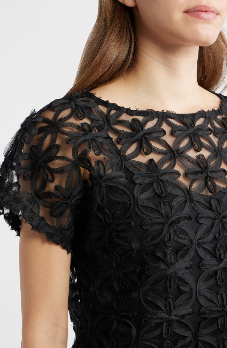 Anne Klein Floral Stitch Top, Alternate, color, Anne Black