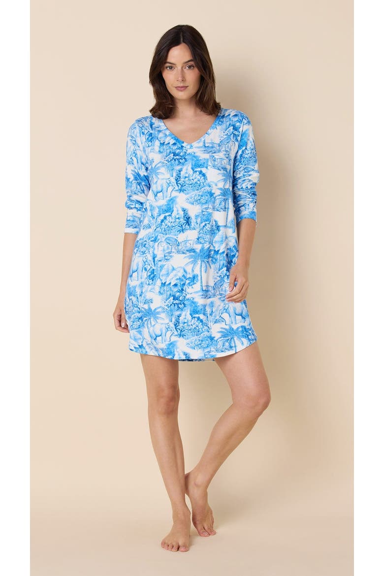 Pima Knit Long-Sleeved Sleep Shirt, Main, color, Palm Grove Blue