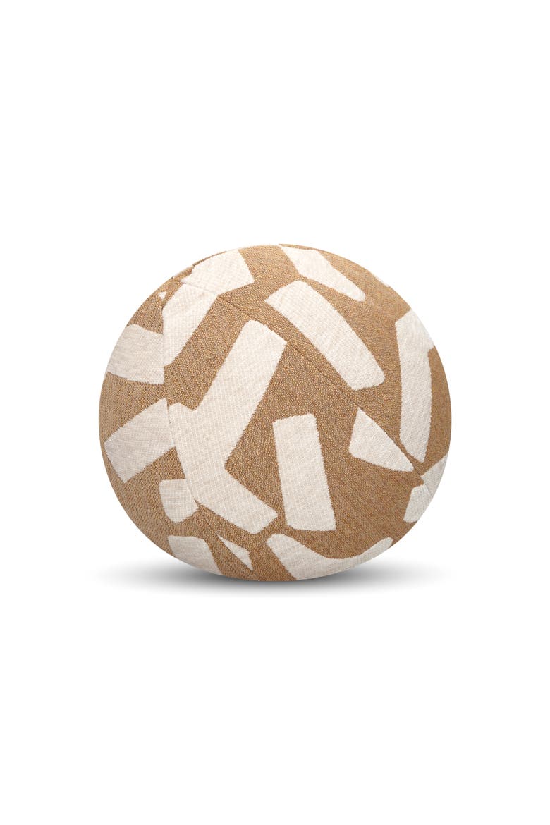 Fascination Caramel Indoor & Outdoor Woven Accent Orb Pillow, Main, color, Caramel