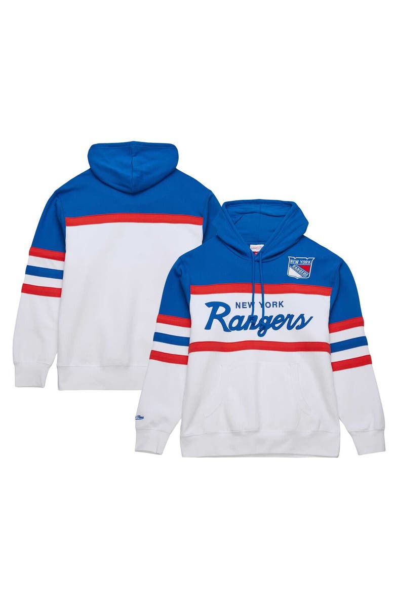 Mitchell & Ness Men's Mitchell & Ness White/Blue New York Rangers Head Coach Pullover Hoodie, Alternate, color, White
