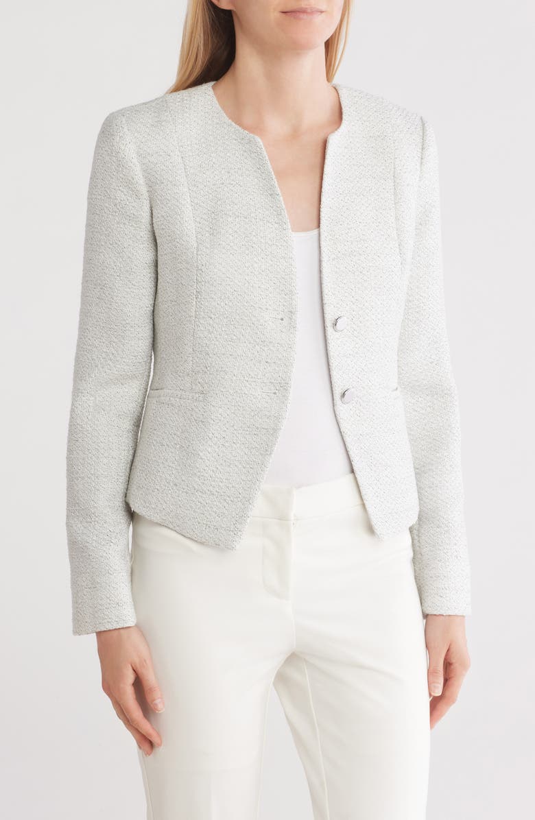 Calvin Klein Bouclé Crop Blazer, Main, color, 