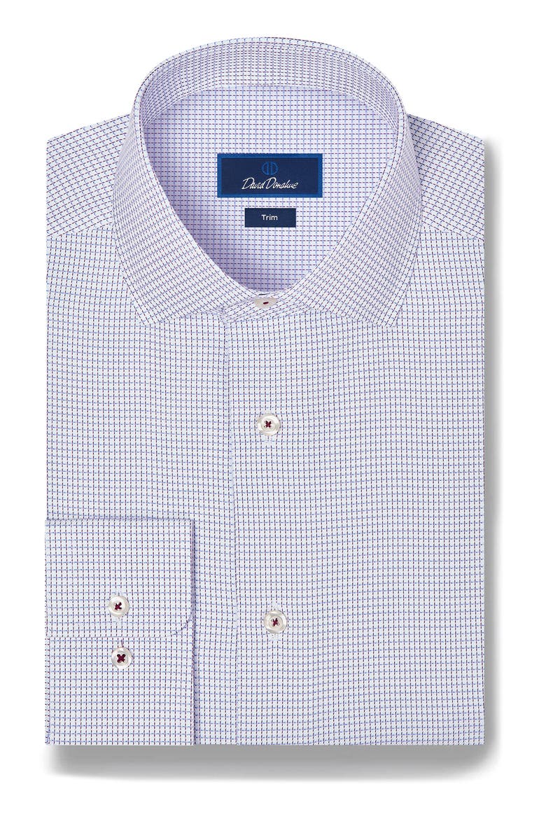 Trim Fit Microcheck Cotton Dress Shirt, Main, color, WHITE/ BERRY