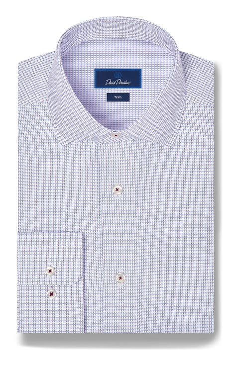 Trim Fit Microcheck Cotton Dress Shirt