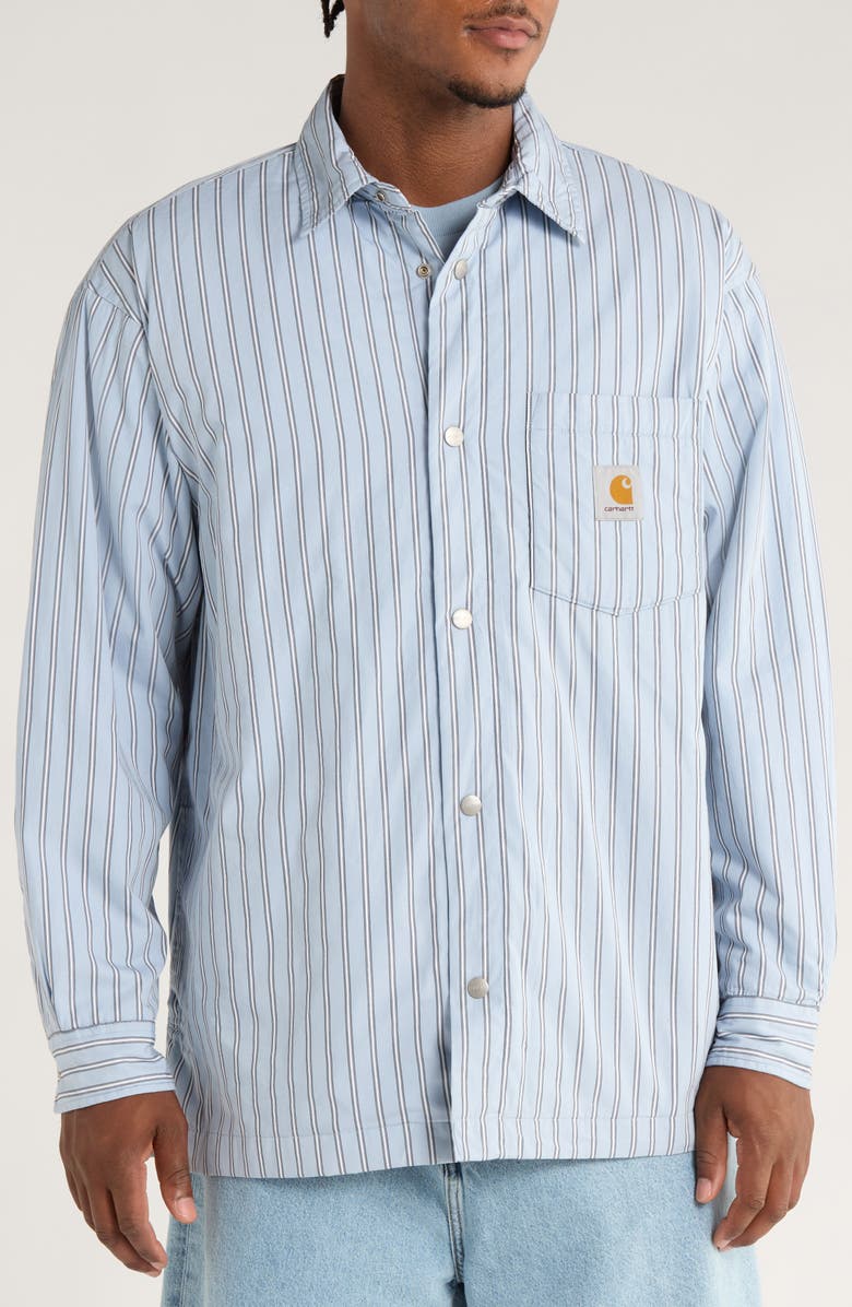 Carhartt Work In Progress Grimsby Stripe Shirt Jacket, Alternate, color, Grimsby Stripe, Blue Fog