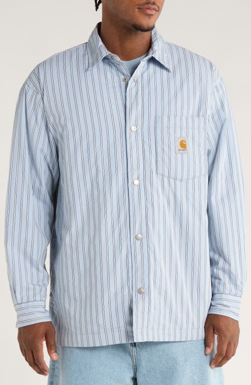 Carhartt Striped Cotton Shirt Jacket With Chest Pocket In Blue