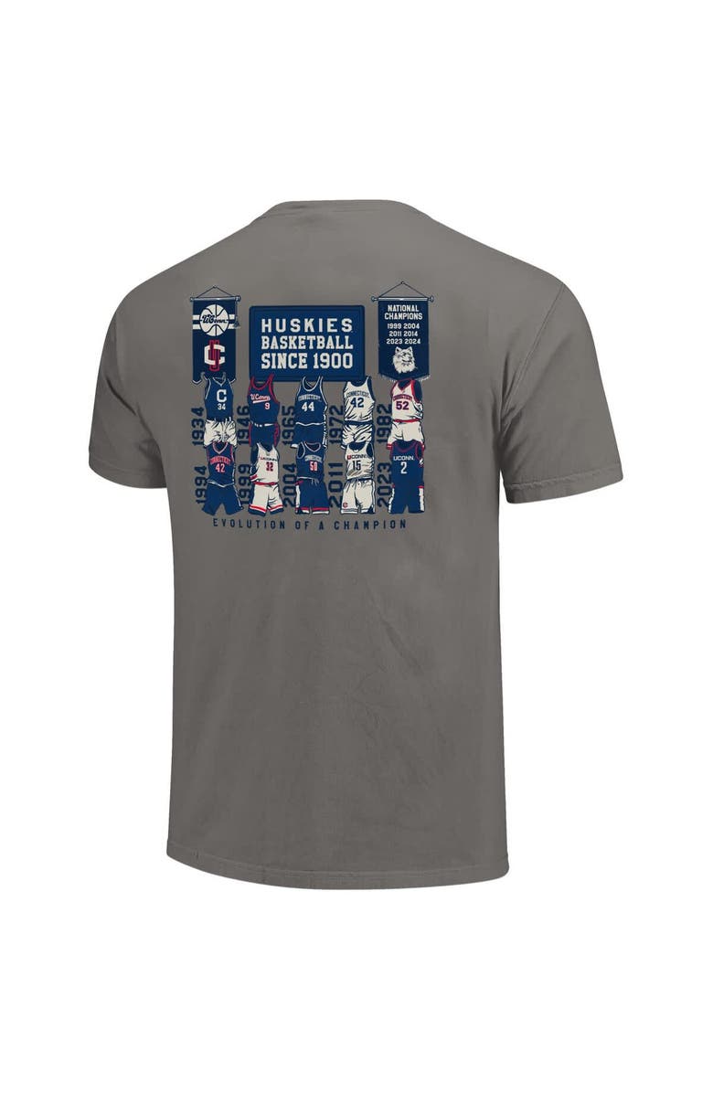 IMAGE ONE Men's  Gray UConn Huskies Comfort Colors Vault Basketball Uniform History T-Shirt, Alternate, color, 