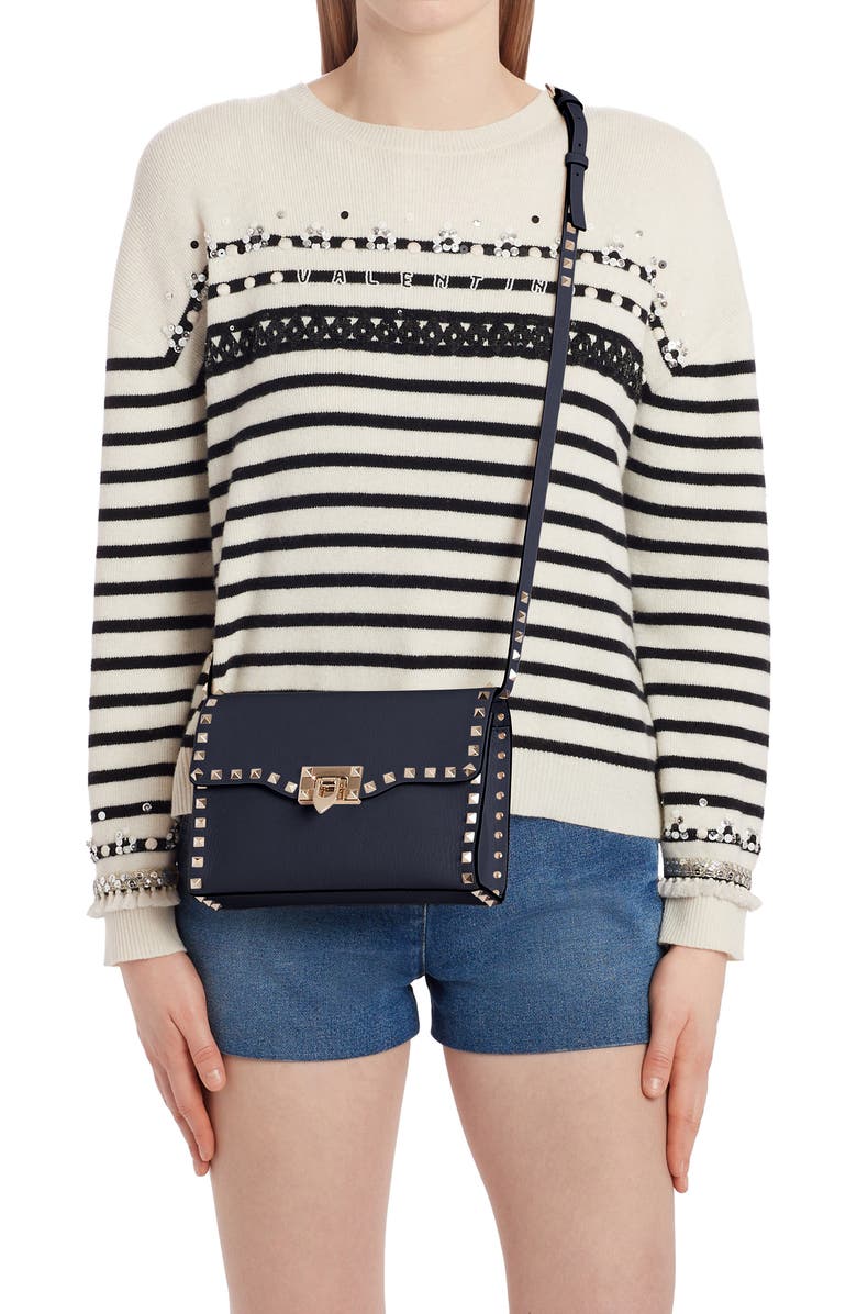 Valentino Garavani Small Rockstud Leather Shoulder Bag, Alternate, color,