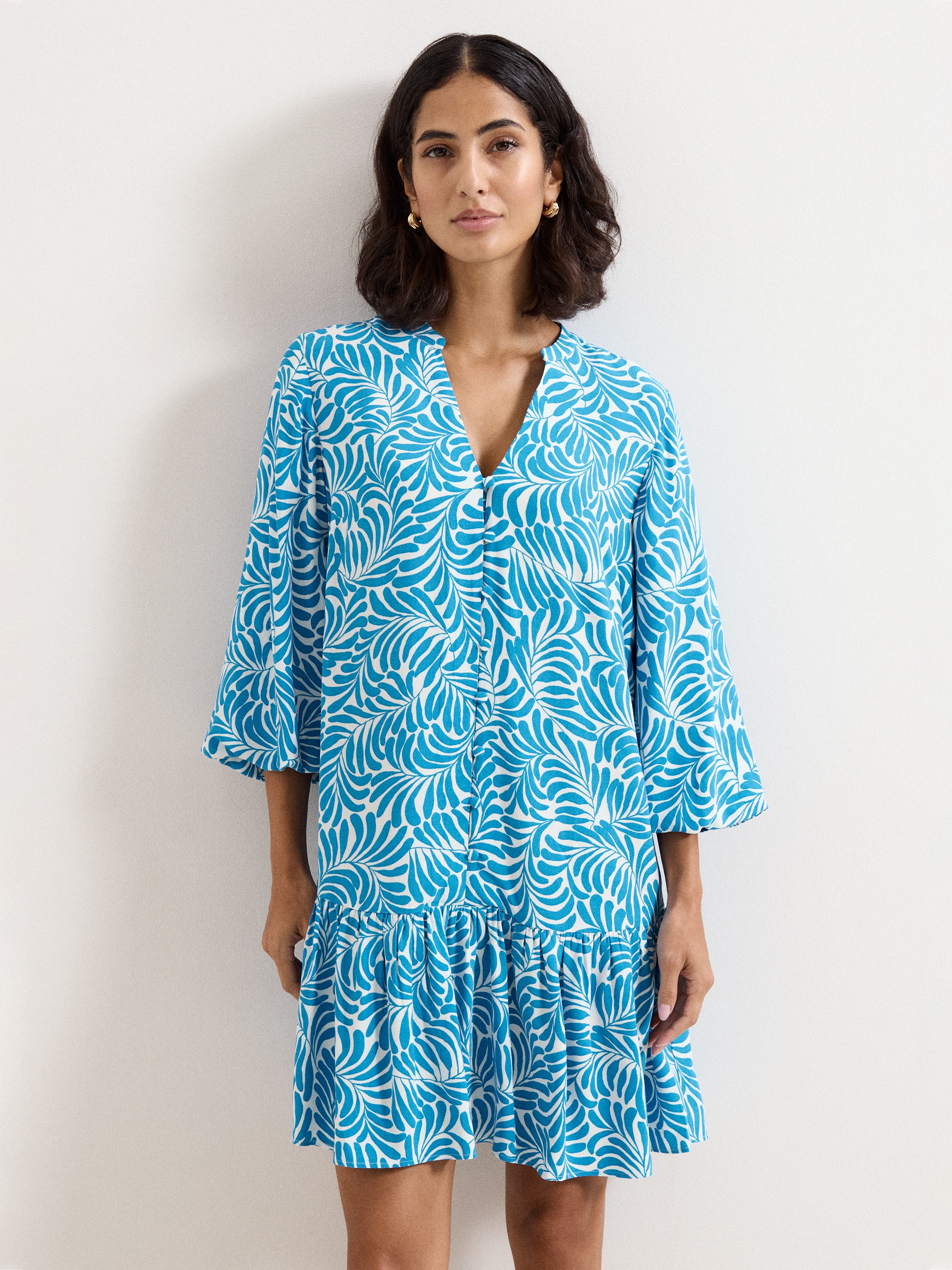 Phase Eight Phoebe Tiered Hem V-neck Mini Dress In Multi