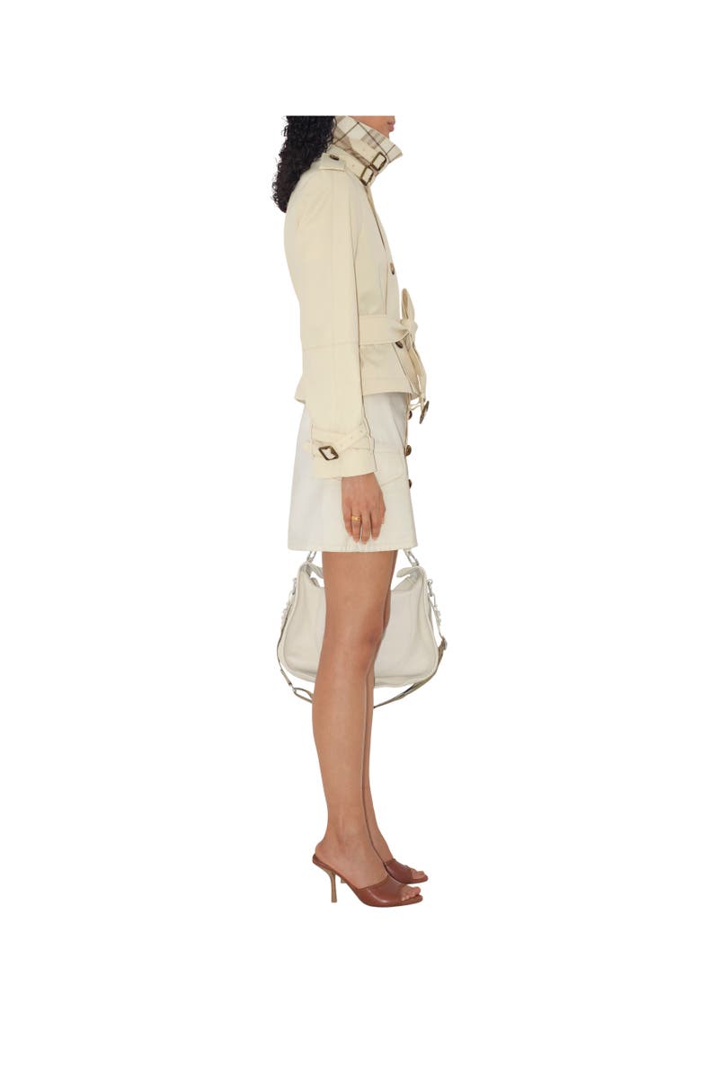 Burberry Cropped Cotton Blend Trench Jacket, Alternate, color, 