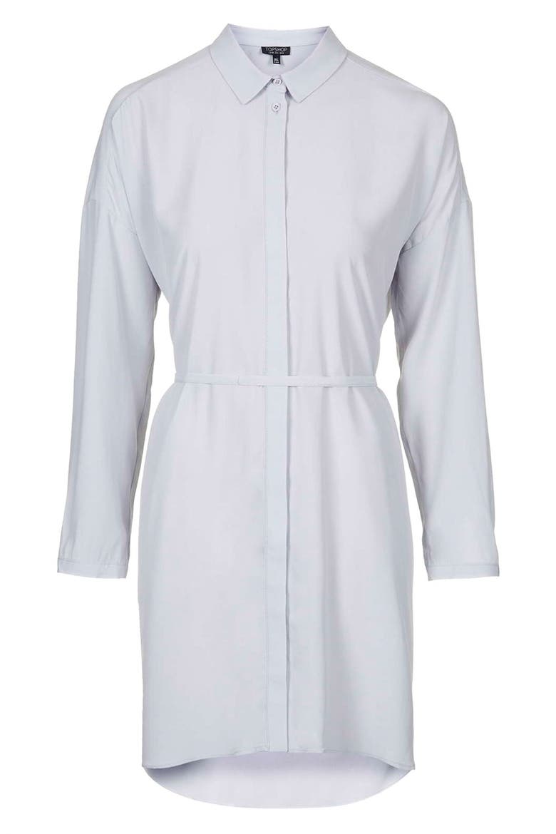 Self Tie Shirtdress, Alternate, color, LIGHT GREY