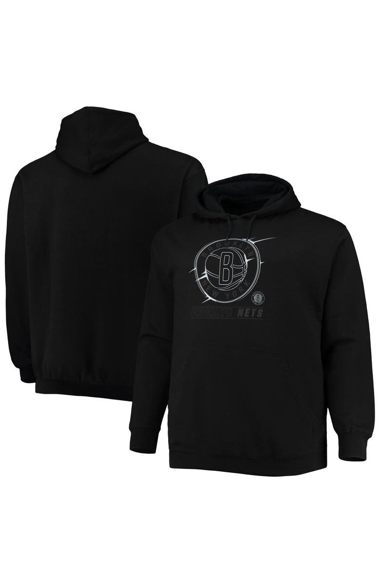 PROFILE Men's Black Brooklyn Nets Big & Tall Pop Pullover Hoodie, Alternate, color, Black