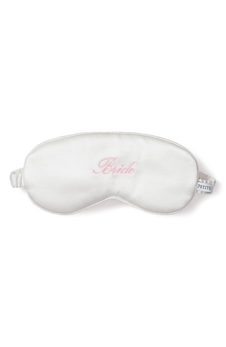 Petite Plume Bride Silk Sleep Mask, Main, color, White