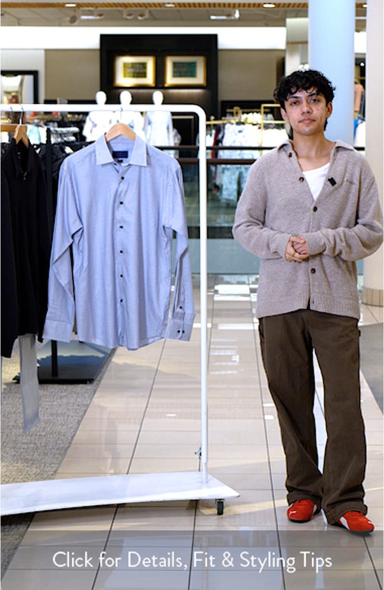 Slim Fit Microcheck Stretch Cotton Twill Dress Shirt, sales video thumbnail