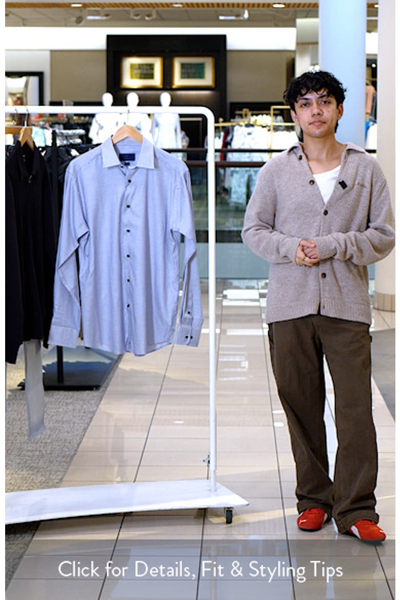 Slim Fit Microcheck Stretch Cotton Twill Dress Shirt video