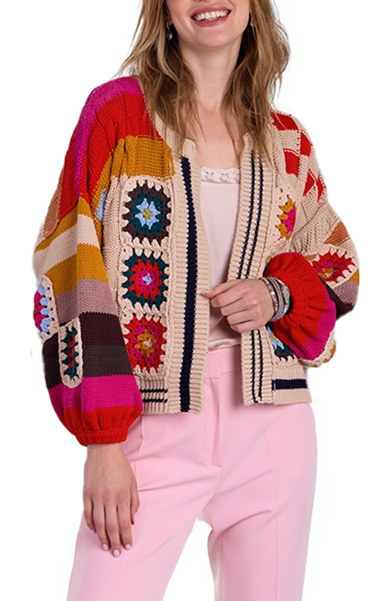 SAACHI Colorful Crochet Cardigan, Main, color,