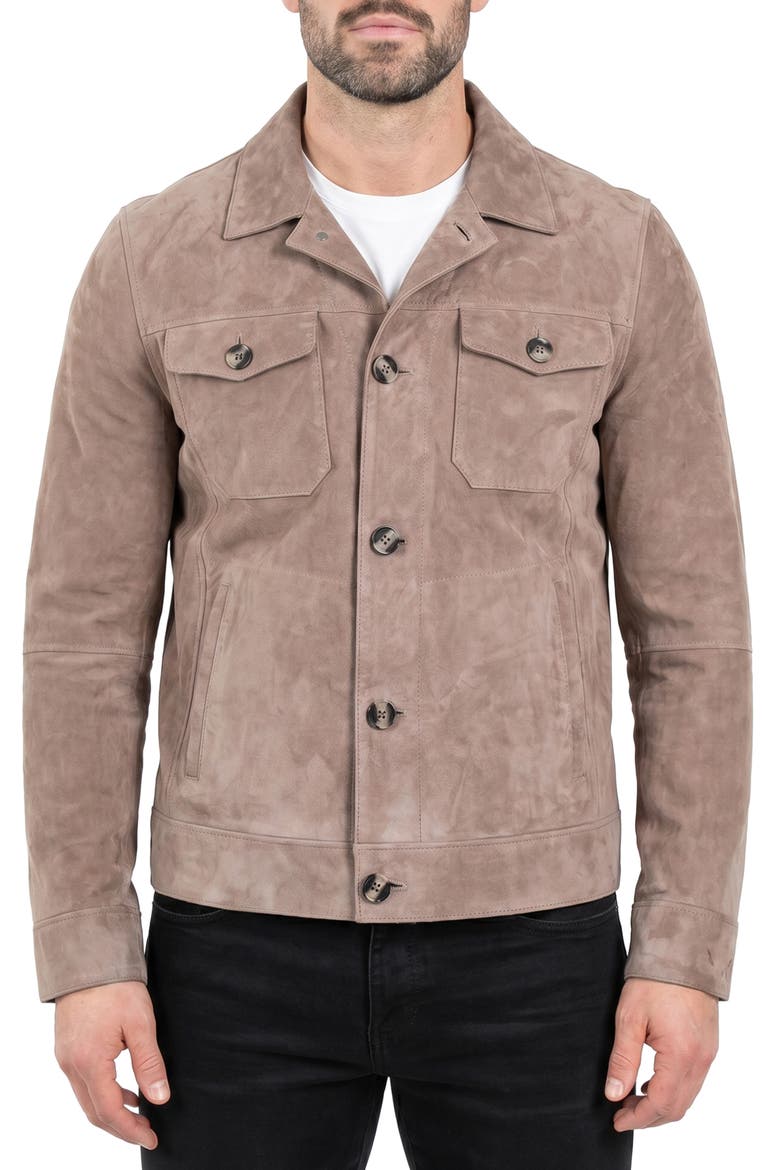 Suede Leather Jacket, Main, color, PINK