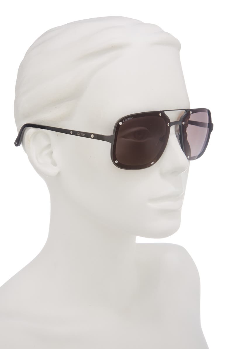 Cartier 58mm Navigator Sunglasses, Alternate, color, Black