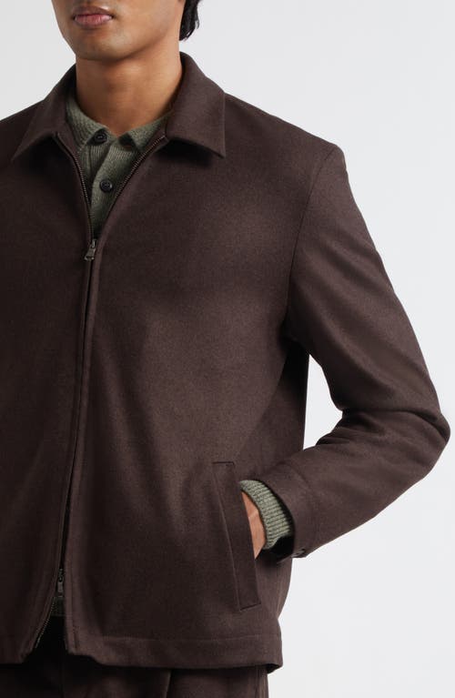 Sunspel Boiled Wool Zip Jacket In Brown