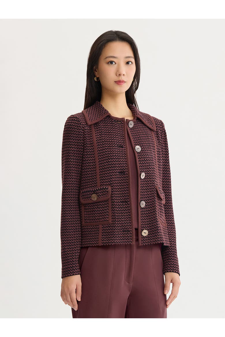 Relaxed Zig-Zag Knit Jacket, Alternate, color, Mahogany/Black