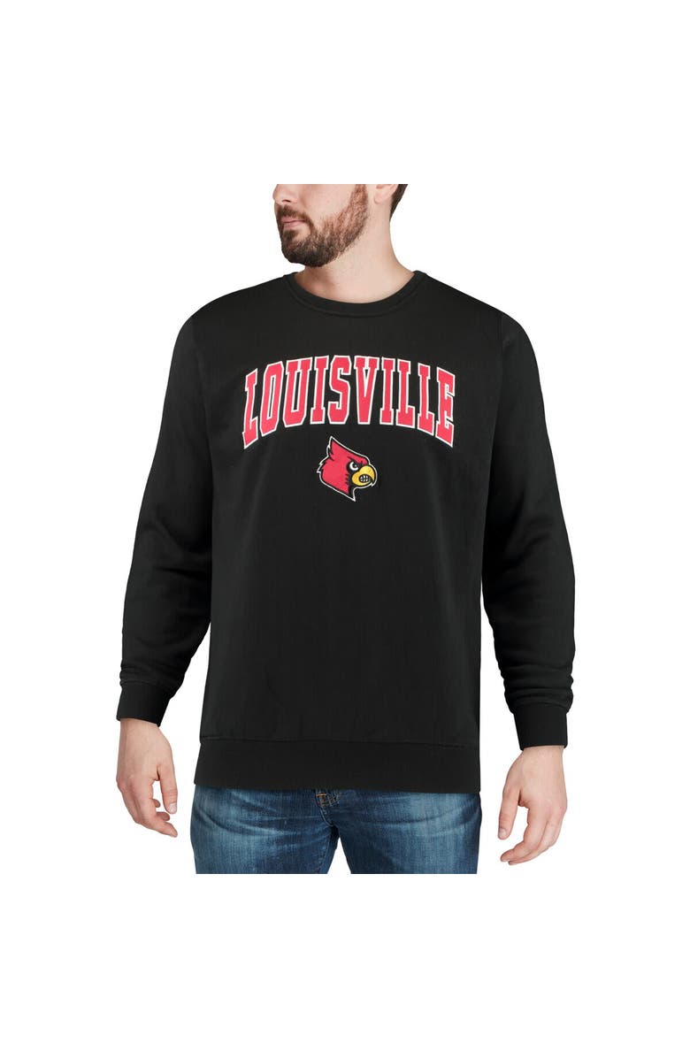 COLOSSEUM Men's Colosseum Black Louisville Cardinals Arch & Logo Crew Neck Sweatshirt, Alternate, color, Black