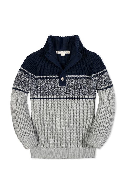 Kids' Organic Mock Neck Waffle Sweater