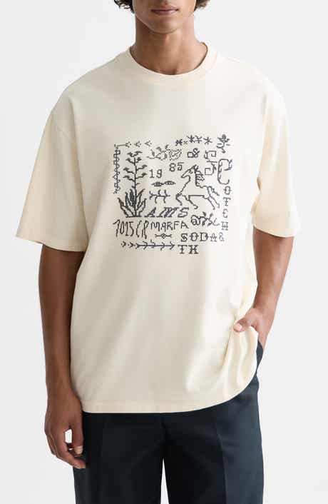 Cross-Stitched Artwork Cotton T-Shirt