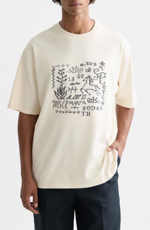 Scotch & Soda Cross-stitched Artwork Cotton T-shirt In Yellow