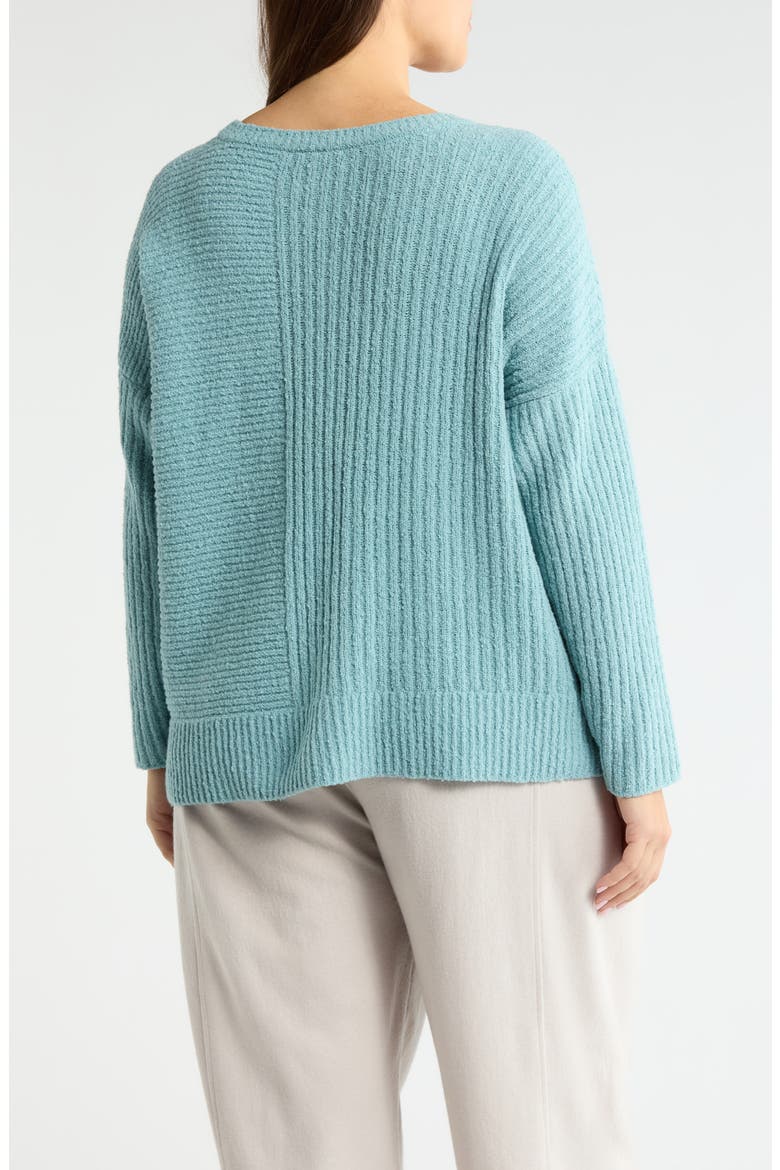 Crewneck Rib Organic Cotton Blend Sweater, Alternate, color, SEAFOAM