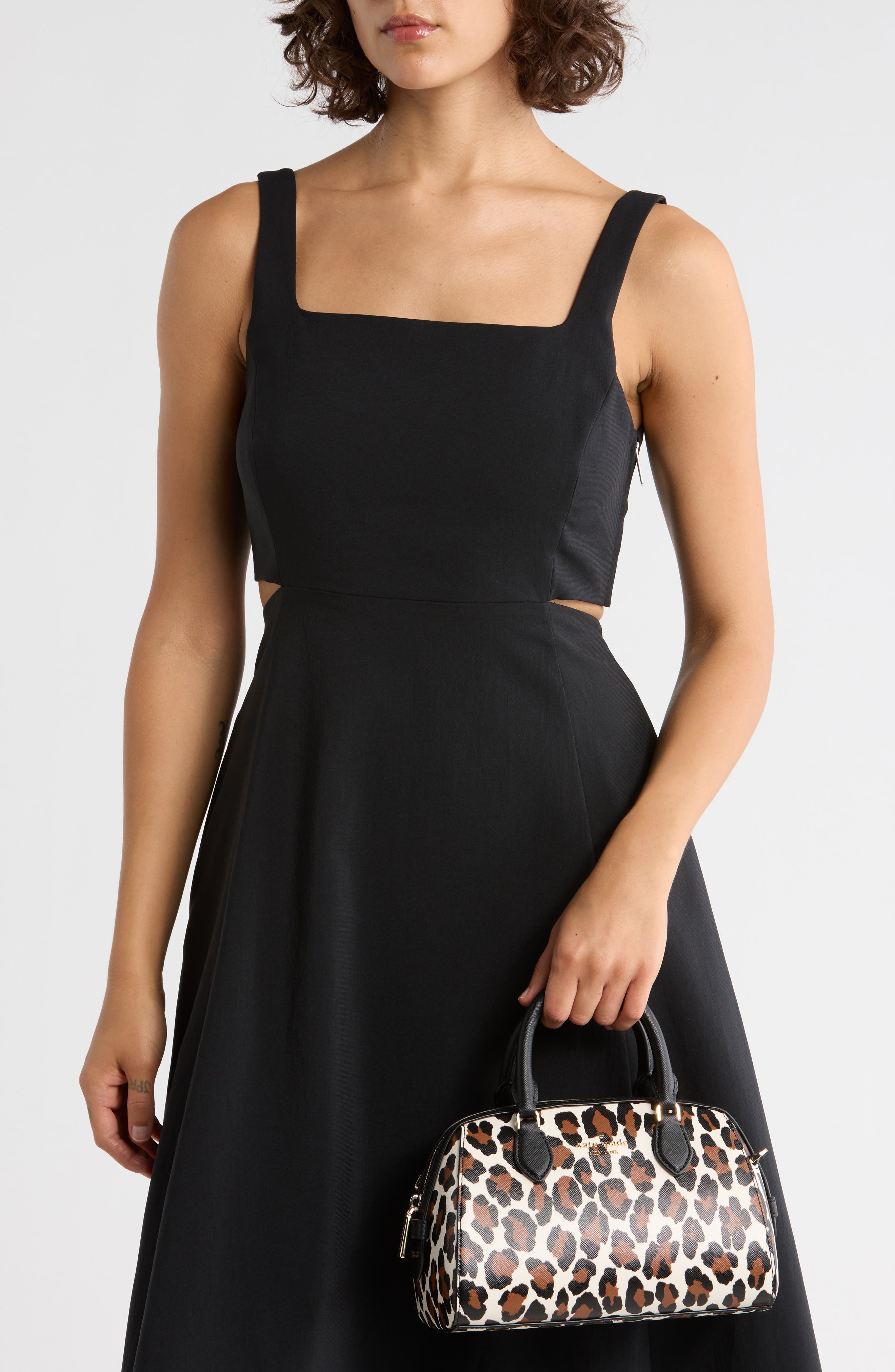 Kate Spade New York madison spotted leopard small duffle crossbody bag, Alternate, color, Cream Multi