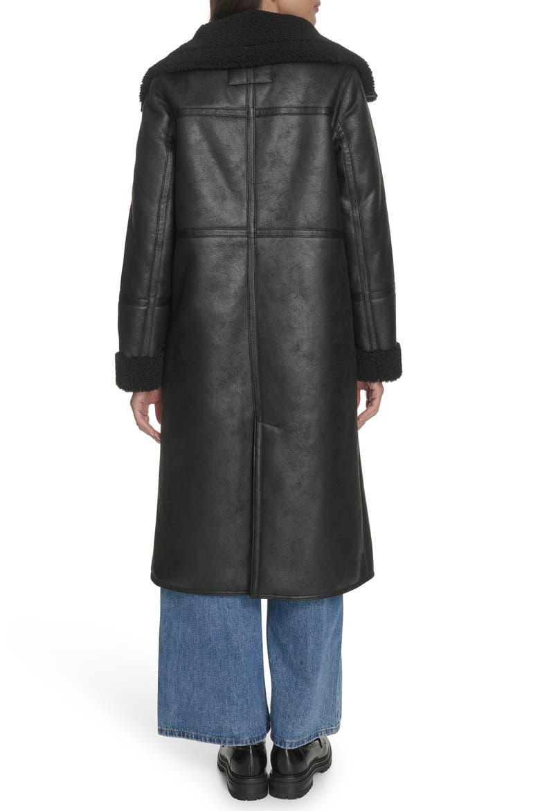 Faux Shearling Coat, Alternate, color, BLACK