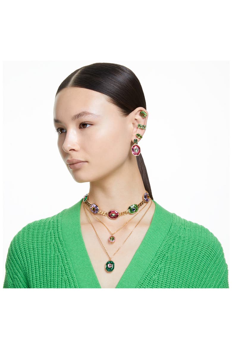 Millenia Square Crystal Clip-On Earrings, Alternate, color, GREEN