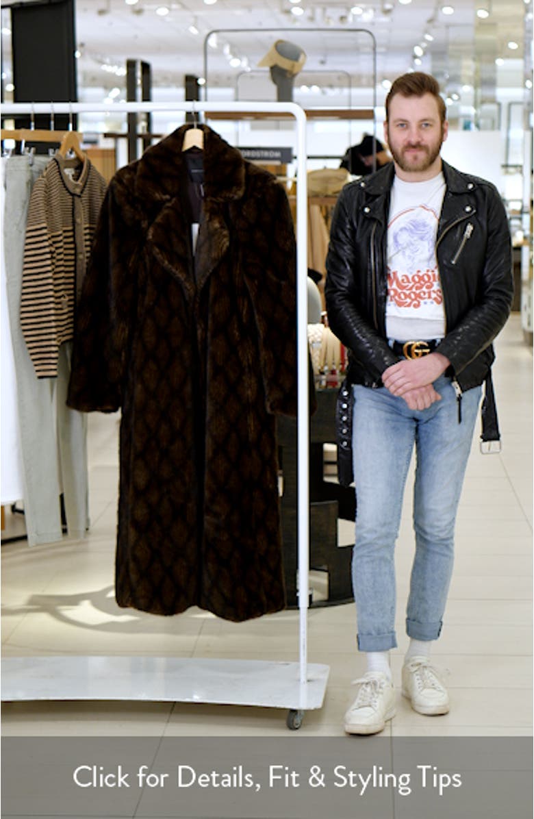 Diamond Pattern Faux Fur Coat, sales video thumbnail