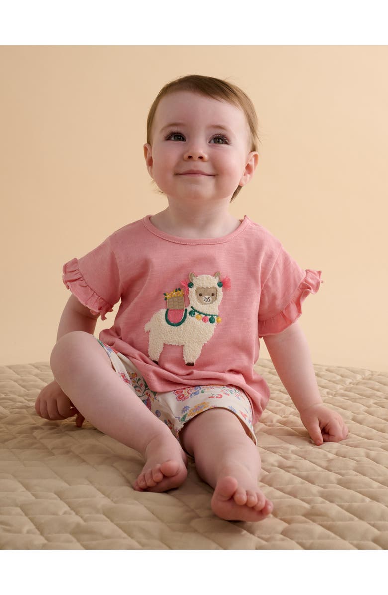 Purebaby Ruffle Tee & Bike Short Set, Alternate, color, Papaya