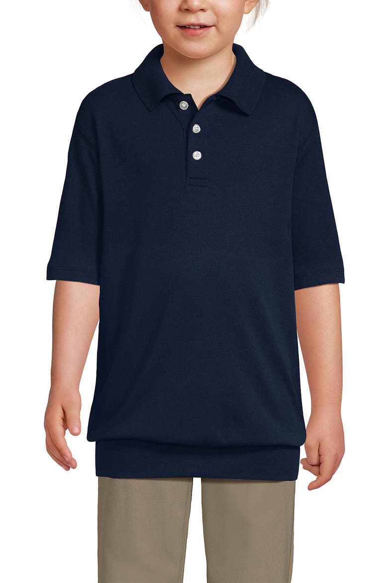 School Uniform Big Kids Short Sleeve Banded Bottom Polo Shirt, Main, color, Classic Navy