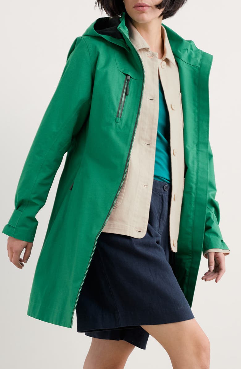 Seasalt Cornwall Coverack Waterproof Organic Cotton Raincoat with Removable Hood, Main, color,