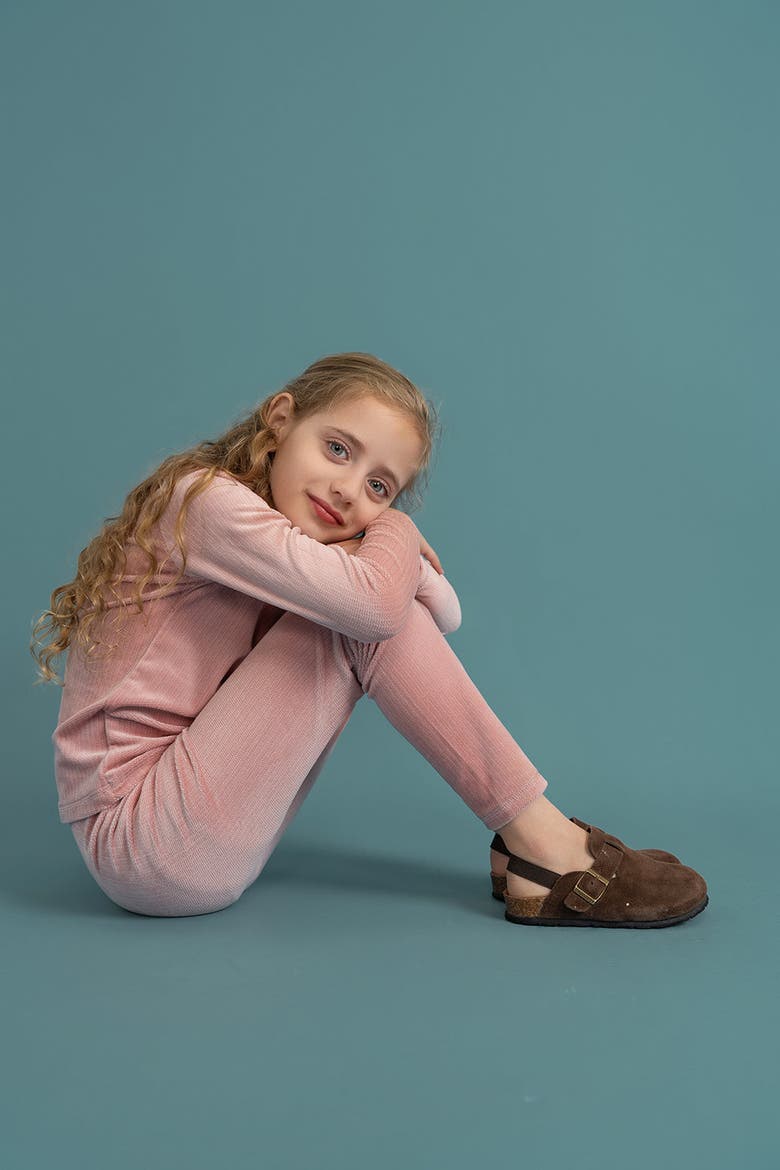Velour 2 Piece Long Sleeve Top and Pants Set, Alternate, color, Blue