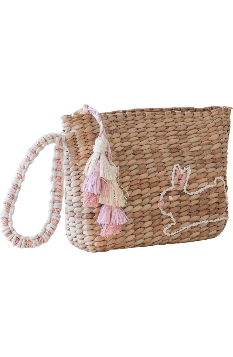 LIKHA Bunny Embroidered Straw Pouch, Alternate, color,