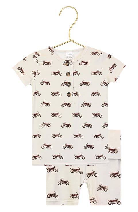 Print Henley & Shorts Set