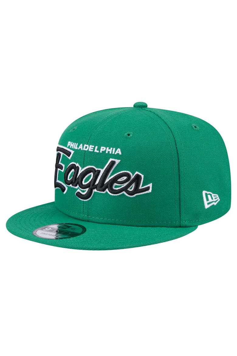 Men's New Era Kelly Green Philadelphia Eagles Main Script 9FIFTY Snapback Hat, Alternate, color, Kelly Green