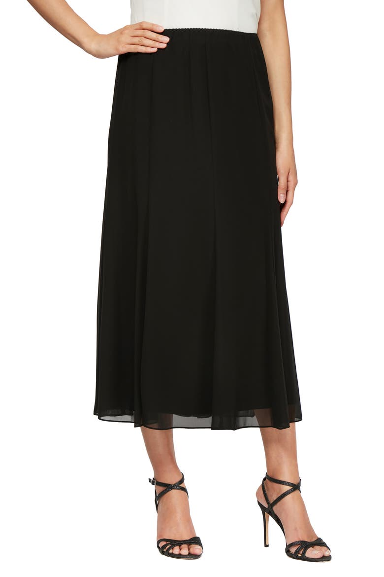Chiffon Detail Skirt, Main, color, BLACK