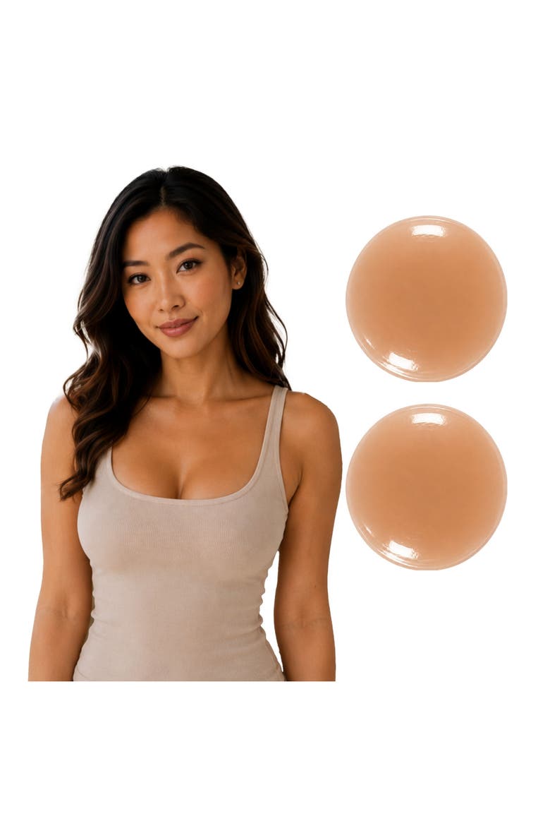 Allstick Circle Adhesive Reusable Silicone Breast Petals Nipple Covers, Alternate, color, Chai