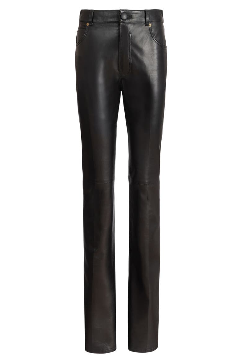 Leather high-waisted trousers, Alternate, color, black
