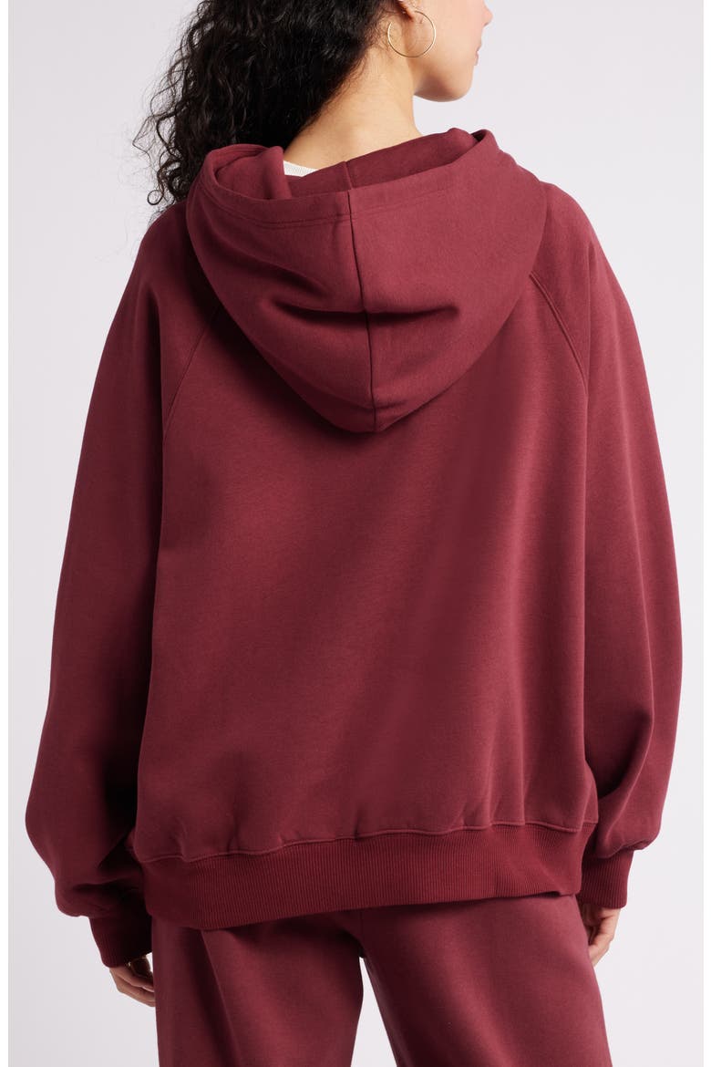 Fleece Detail Oversize Raglan Hoodie, Alternate, color, RED GRAPE