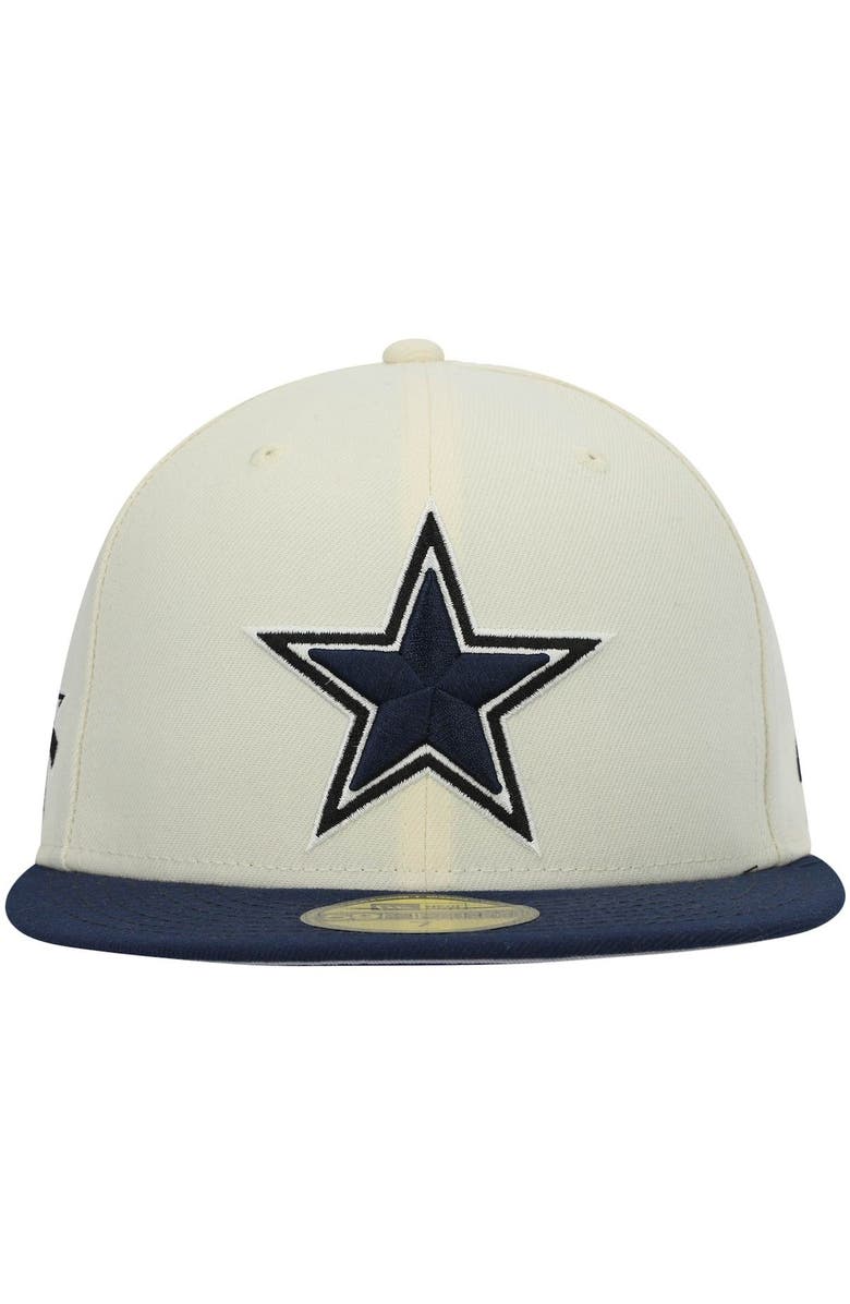 New Era Men's New Era Cream/Navy Dallas Cowboys Chrome 59FIFTY Fitted Hat, Alternate, color,