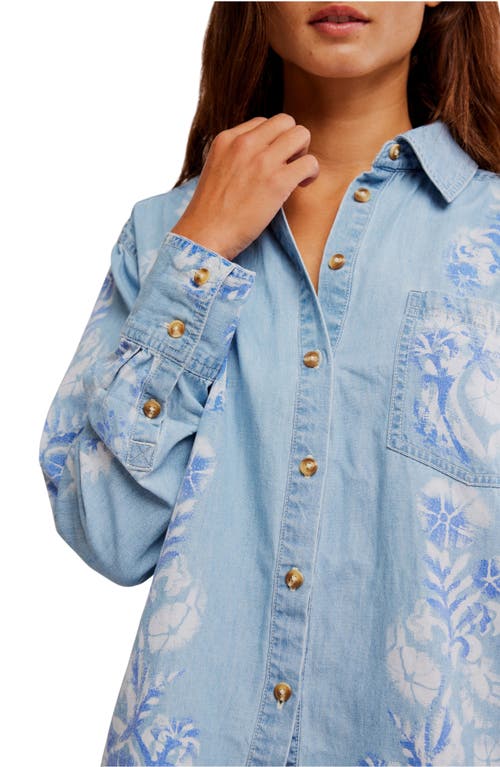 Free People Airbrushed Blossom Denim Shirt