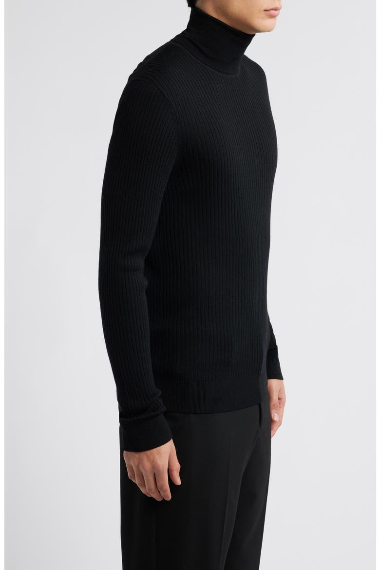 Richard 6611 Wool Rib Turtleneck Sweater, Alternate, color, BLACK